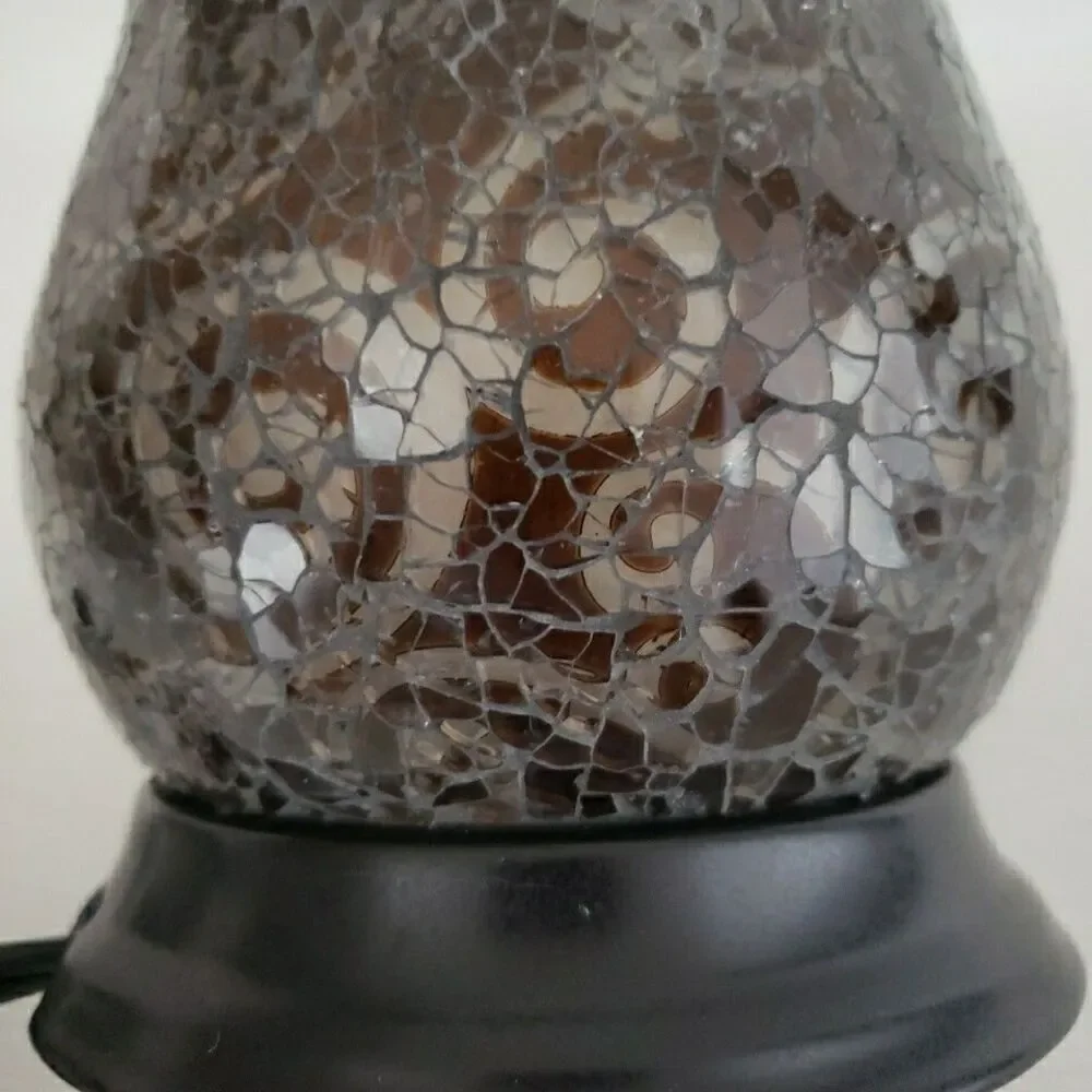 PartyLite Amaretto Swirl Wax Warmer Scent Glow Mosaic Glass Works Flaw
